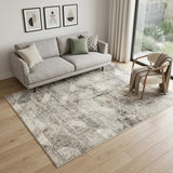 5' X 7' Ivory and Gray Abstract Non Skid Area Rug