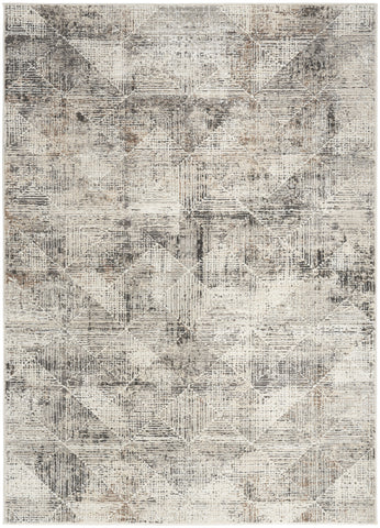 5' X 7' Ivory and Gray Abstract Non Skid Area Rug
