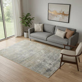 5' X 7' Beige Gray And Light Taupe Abstract Distressed Area Rug