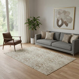 5' X 7' Ivory And Beige Animal Print Distressed Area Rug