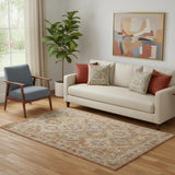 5' X 8' Rust Ivory And Blue Geometric Distressed Area Rug