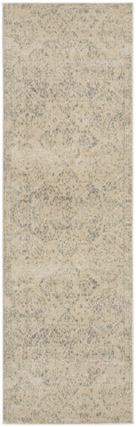 7' Beige And Gray Geometric Distressed Runner Rug