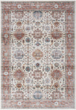 8' X 10' Ivory and Red Floral Distressed Non Skid Area Rug