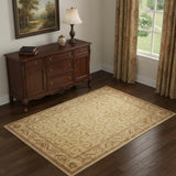 4' X 6' Ivory And Gold Floral Non Skid Area Rug