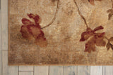 8' Ivory Tan And Red Floral Non Skid Runner Rug
