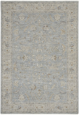 4' X 6' Beige and Blue Floral Power Loom Area Rug