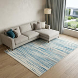 6' X 9' Ivory Blue and Gray Abstract Non Skid Area Rug