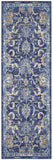8' Blue And Beige Floral Runner Rug