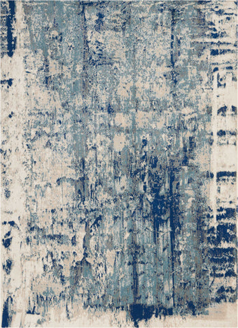 5' X 7' Ivory Blue and Slate Gray Abstract Non Skid Area Rug