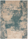 5' X 7' Teal and Ivory Abstract Non Skid Area Rug