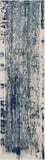 8' Ivory Blue and Slate Gray Abstract Non Skid Runner Rug