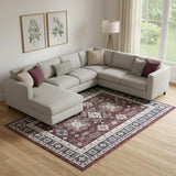 8' X 10' Beige Red And Gray Oriental Distressed Non Skid Area Rug