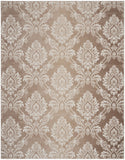 8' X 10' Ivory and Tan Damask Distressed Non Skid Area Rug