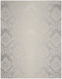 8' X 10' Ivory and Gray Damask Distressed Non Skid Area Rug
