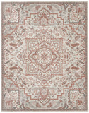 8' X 10' Ivory and Red Floral Non Skid Area Rug
