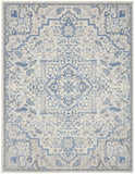 8' X 10' Ivory and Blue Floral Non Skid Area Rug