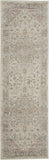 7' Ivory Pink And Gray Floral Medallion Distressed Runner Rug