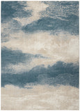 5' X 7' Teal and Ivory Abstract Non Skid Area Rug