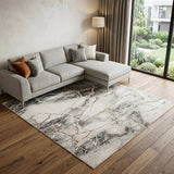 8' X 10' Ivory Black and Gray Abstract Non Skid Area Rug