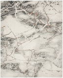 8' X 10' Ivory Black and Gray Abstract Non Skid Area Rug