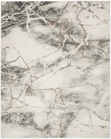 8' X 10' Ivory Black and Gray Abstract Non Skid Area Rug