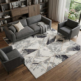 8' X 10' Ivory Black and Gray Abstract Non Skid Area Rug