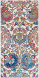 2' X 4' Ivory Red and Blue Floral Distressed Non Skid Area Rug