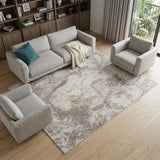 8' X 10' Ivory and Gray Abstract Non Skid Area Rug