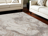 8' X 10' Ivory and Gray Abstract Non Skid Area Rug