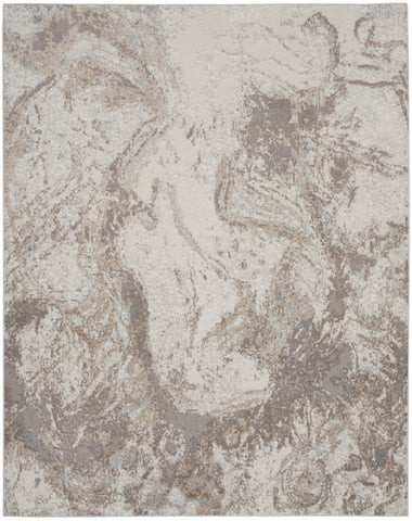 8' X 10' Ivory and Gray Abstract Non Skid Area Rug