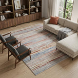 8' X 10' Ivory Red and Blue Abstract Non Skid Area Rug
