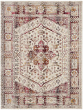 8' X 10' Ivory Red And Orange Floral Distressed Non Skid Area Rug