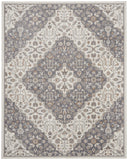 8' X 10' Ivory and Gray Floral Non Skid Area Rug