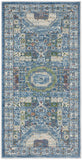 2' X 4' Ivory and Blue Geometric Distressed Non Skid Area Rug