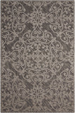 5' X 7' Gray and Light Gray Damask Distressed Area Rug
