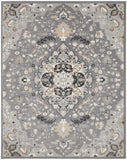 8' X 10' Gray and Black Floral Medallion Non Skid Area Rug