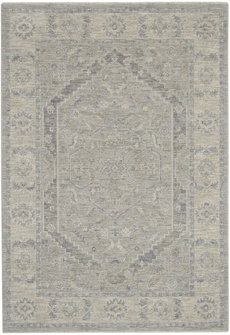 4' X 6' Gray and Dark Gray Floral Medallion Power Loom Area Rug