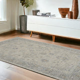 4' X 6' Gray and Dark Gray Floral Power Loom Area Rug