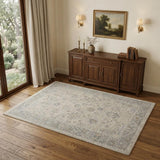 4' X 6' Gray and Dark Gray Floral Power Loom Area Rug