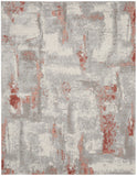 8' X 10' Gray and Red Abstract Non Skid Area Rug
