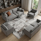 8' X 10' Ivory Black and Gray Abstract Non Skid Area Rug