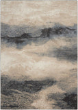5' X 7' Gray Black and Beige Abstract Non Skid Area Rug