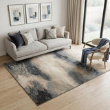 5' X 7' Gray Black and Beige Abstract Non Skid Area Rug