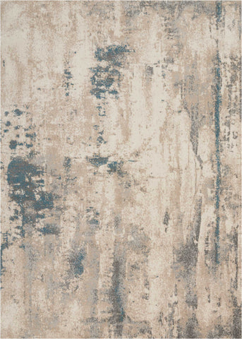 5' X 7' Teal and Ivory Abstract Non Skid Area Rug
