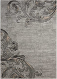 5' X 7' Graphite and Black Floral Vines Non Skid Area Rug