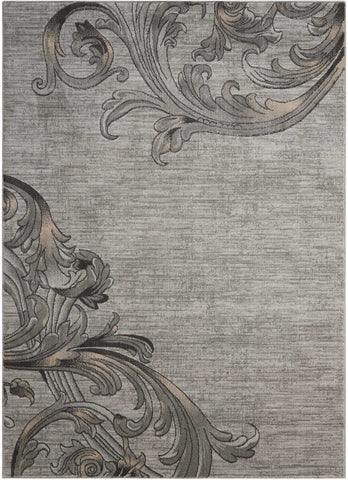 5' X 7' Graphite and Black Floral Vines Non Skid Area Rug