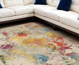 6' X 9' Ivory Abstract Power Loom Area Rug