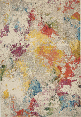 6' X 9' Ivory Abstract Power Loom Area Rug