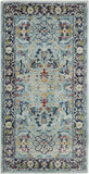 2' X 4' Teal Blue Orange and Black Floral Distressed Non Skid Area Rug