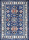 8' X 10' Ivory and Blue Floral Medallion Distressed Non Skid Area Rug